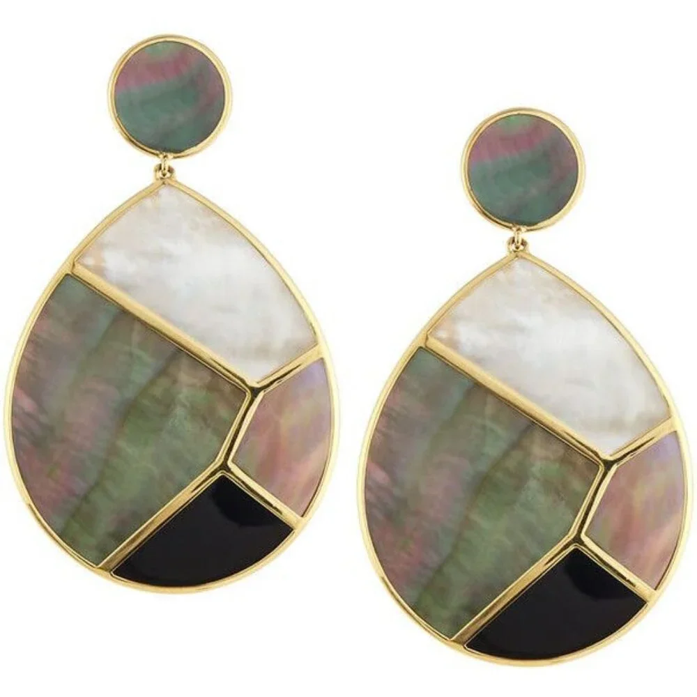 $998 IPPOLITA Polished Rock Candy 18k Multi-Stone Mosaic Snowman Drop Earrings